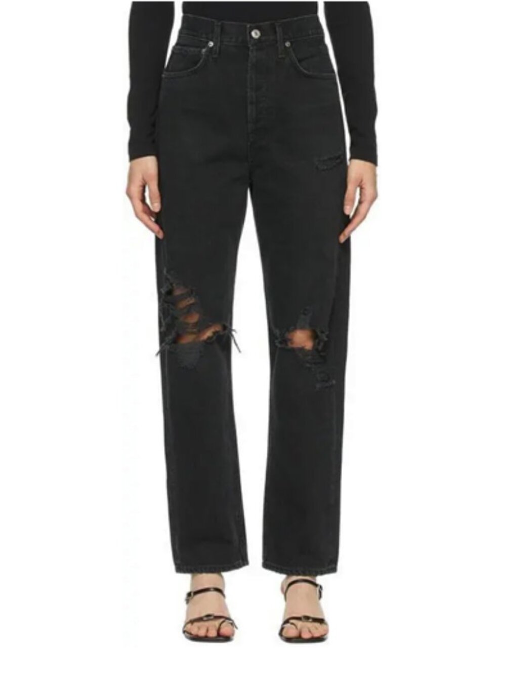 AGOLDE 90s Loose Denim Jeans Black Size 23 Straight Leg Indie Sleaze Grunge